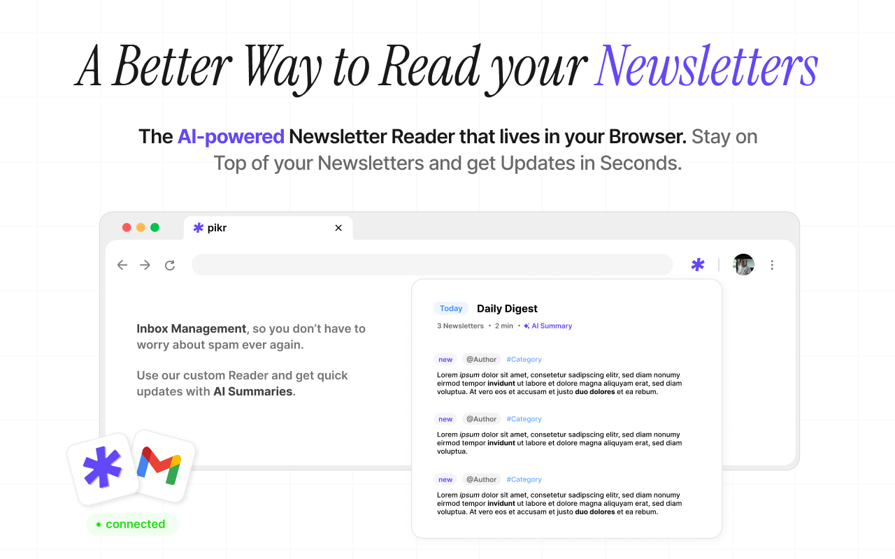 3. pikr – Best Chrome Extension for Reading and Summarizing Newsletters